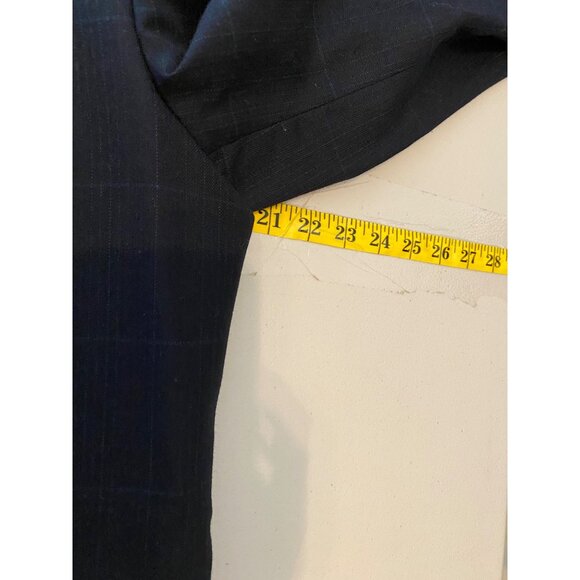 Mark Shale Skirt Suit Navy Plaid Single-Button Blazer Size 14 - Picture 14 of 16